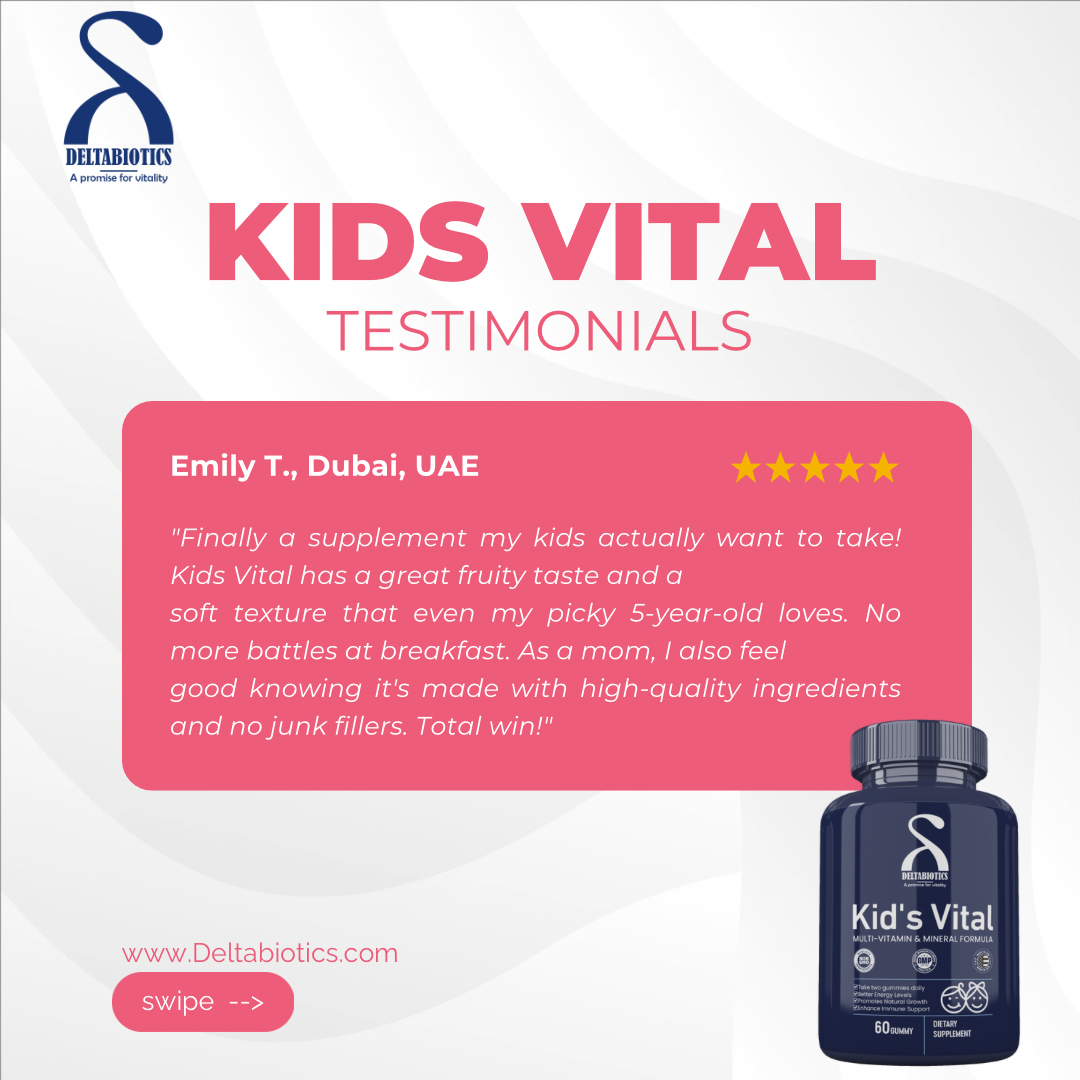 Kid’s Vital – Multi-Vitamin & Mineral Formula Gummies Delicious Cherry, Strawberry, and Orange Flavored Gummies for Healthy Kids