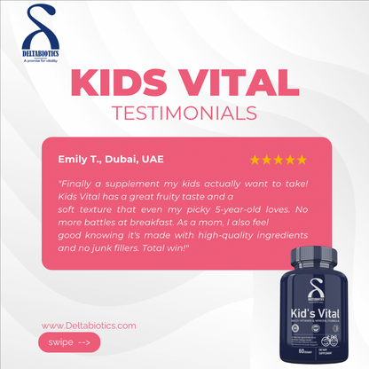 Kid’s Vital – Multi-Vitamin & Mineral Formula Gummies Delicious Cherry, Strawberry, and Orange Flavored Gummies for Healthy Kids