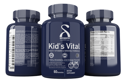 Kid’s Vital – Multi-Vitamin & Mineral Formula Gummies Delicious Cherry, Strawberry, and Orange Flavored Gummies for Healthy Kids