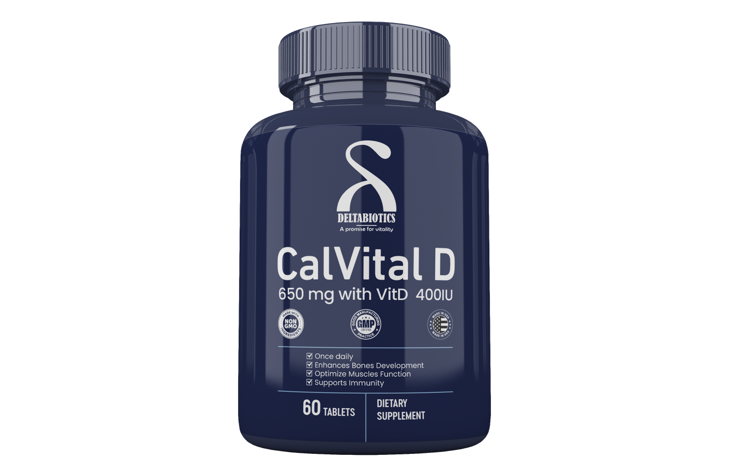 CalVital D – 650 mg Calcium with Vitamin D 400IU Enhance Bone Strength and Support Your Immune System
