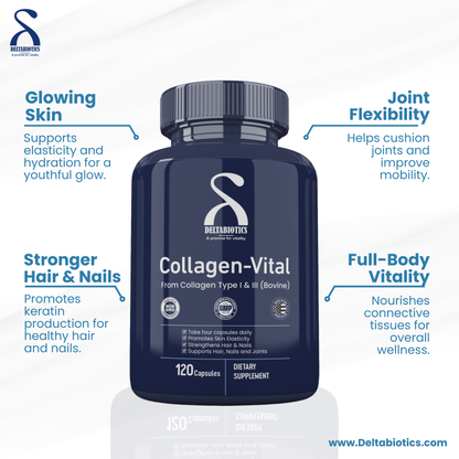 Collagen Vital – Type I & III Bovine Collagen for Skin, Hair, and Joint Health Support Your Natural Beauty and Mobility